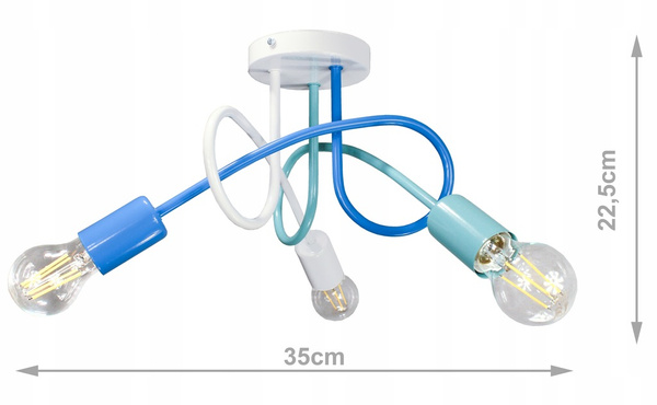 Lampa sufitowa do pokoju dziecka pastelowa Tęczowy Zawijas 3xE27 Led 