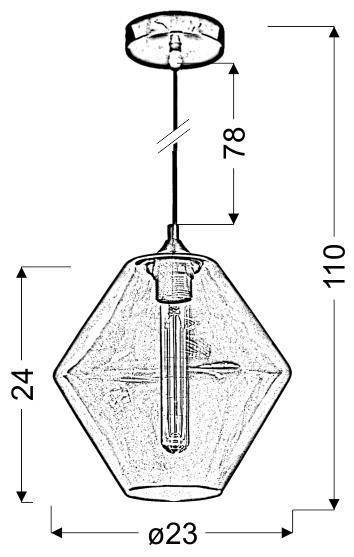 Lampa wisząca zielona szklany klosz romb 1xE27 Bremen 31-36353-Z