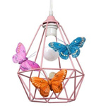 Lampa sufitowa do pokoju dziewczynki biała Motylek Loft 2xE27