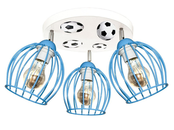 Lampa sufitowa dla chłopca z motywem piłkarskim szara Mundial 3xE27