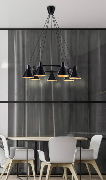 Lampa wisząca czarno-złota matowa sufitowa 7x40W More Candellux 37-71170