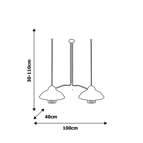 Industrialna lampa wisząca BJORN BLACK 2xE27 MLP4812