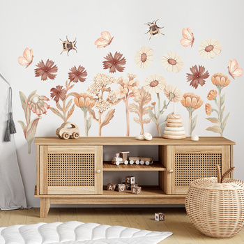 Naklejki na ścianę do pokoju dziecka Kwiaty Boho Zestaw 2