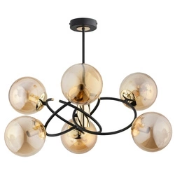 Lampa sufitowa ALFA ORBITA MIX CZARNO-ZŁOTA 6xE14 68cm | 63185
