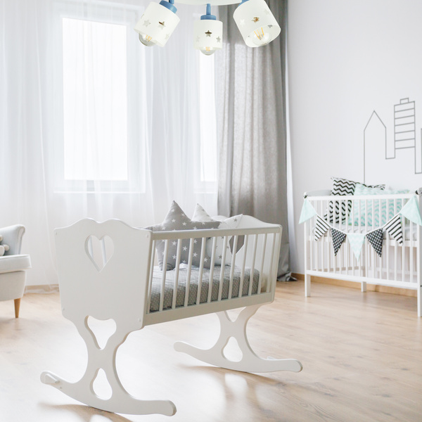 Lampa sufitowa do pokoju chłopca i dziewczynki biało - niebieska w gwiazdki 3xE27 led