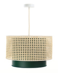 Lampa w stylu Boho  Rotang z naturalnego ratanu, zielona- średnica 40 cm 