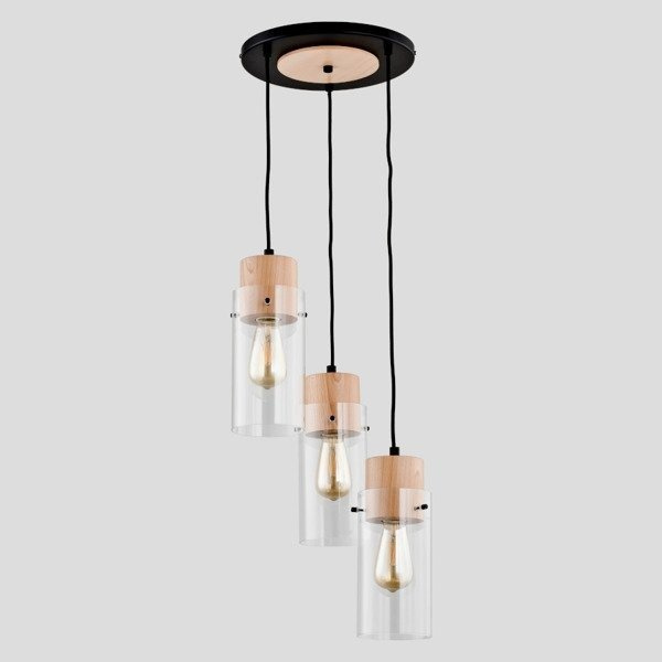 Lampa wisząca TANTUM drewno/czarny śr. 38cm