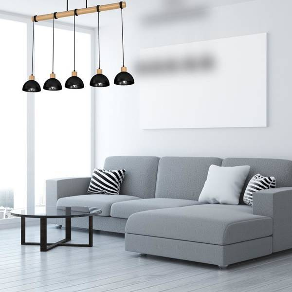 Lampa wisząca ERIK, MLP7227, czarny/drewno, 5x60W E27