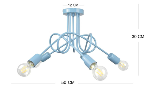 Lampa sufitowa do pokoju dziecka niebieska Mondo 5 Loft