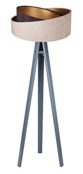 Lampa podłogowa stojąca trójnóg Arianna asymetryczna welurowa Beżowo-brązowo-złota