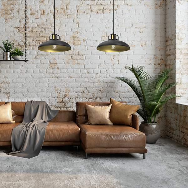 Lampa wisząca FELIX, MLP8907, czarny/złoty, 2x60W E27