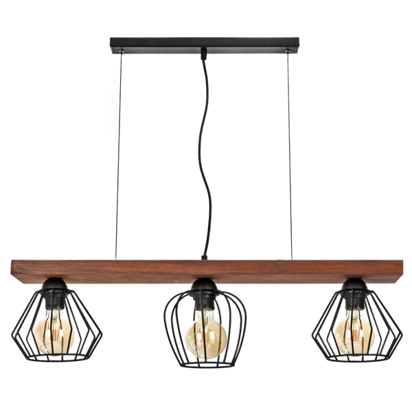 Lampa wisząca OZZY BLACK / WOOD 3xE27 60W MLP6252