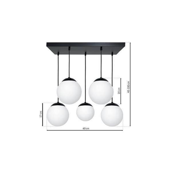 Nowoczesna lampa wisząca prostokąt LIMA BLACK 5xE14 MLP6525