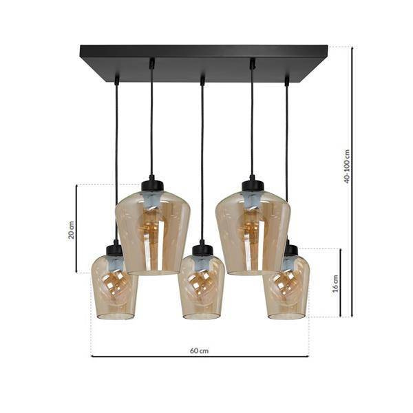Nowoczesna lampa wisząca prostokąt SANTIAGO AMBER MLP6617