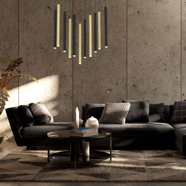 Lampa wisząca MONZA BRASS, MLP8845, czarno-złota, 11x8W G9