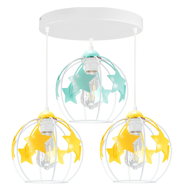 Lampa sufitowa do pokoju dziecka kolorowa Gwiazdki Kule 3xE27