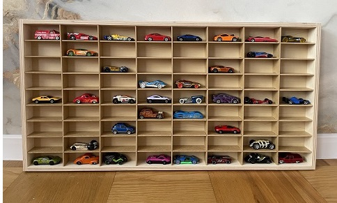 Półka na resoraki Hot Wheels drewniana organizer do pokoju dziecka naturalna 72