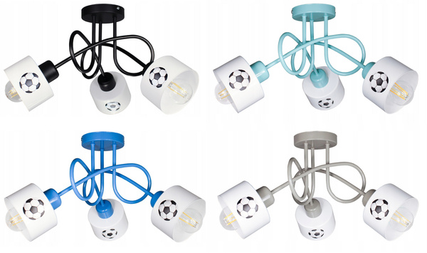 Lampa sufitowa do pokoju dziecka beżowa Piłkarski Kubeczek 3xE27 Led 