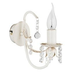 Kinkiet świecznik ERATO kryształki biały antyczny