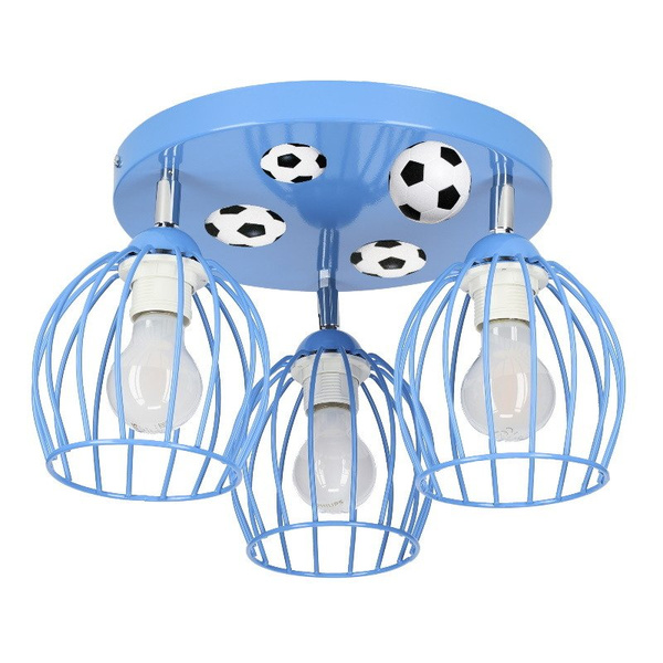 Lampa sufitowa dla chłopca z motywem piłkarskim szara Mundial 3xE27