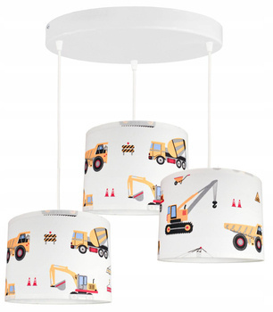 Lampa sufitowa do pokoju chłopca 3 punktowa Koparki Koło