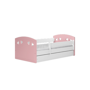 Łóżko dla dziewczynki 160x80 Julia biało-różowe bez szuflady z materacem piankowym