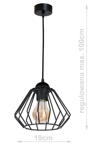 Lampa sufitowa do pokoju młodzieżowego czarna druciak Wire 1xE27 led  