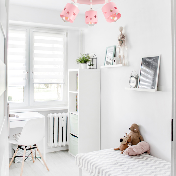 Lampa sufitowa do pokoju dziewczynki różowa w gwiazdki 3xE27