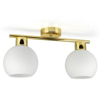 Lampa sufitowa biało-złota mleczne kule 2 źródła światła