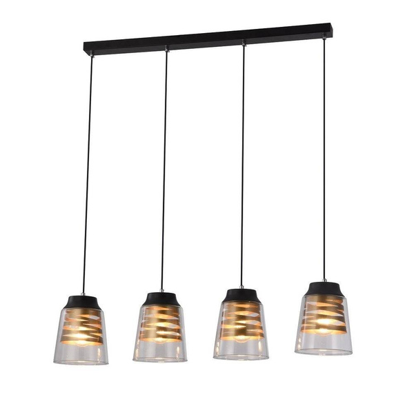 Lampa wisząca czarno-złota szkło 4xE27 Fresno