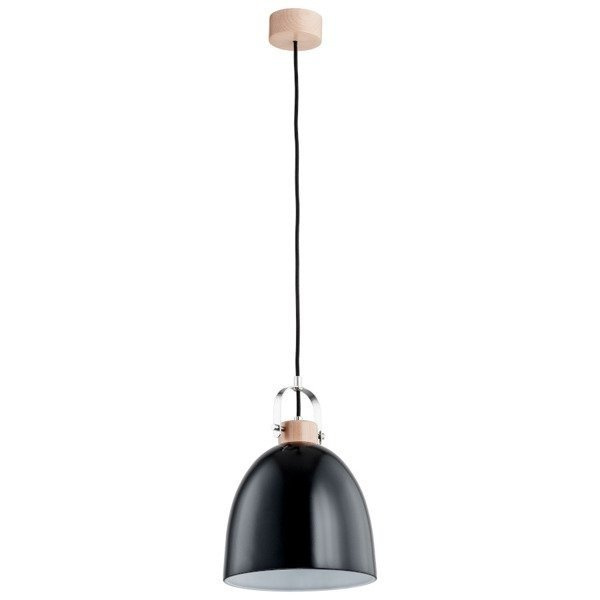Lampa wisząca zwis HERMINA czarny/drewno śr. 22cm