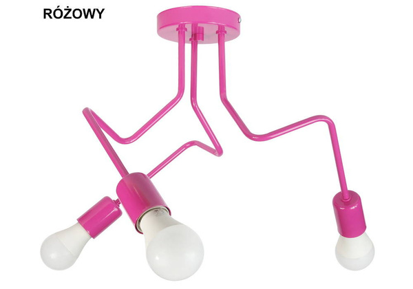 Lampa sufitowa do pokoju dziewczynki różowa Luna 3
