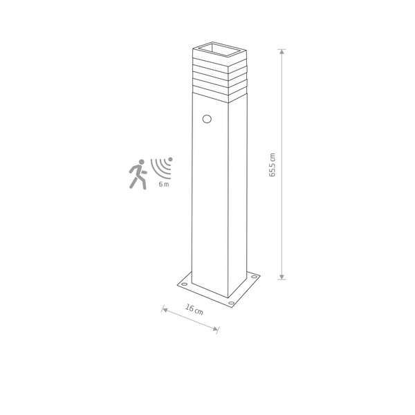 Słupek zewnętrzny z czujnikiem RIO SENSOR czarny 65cm