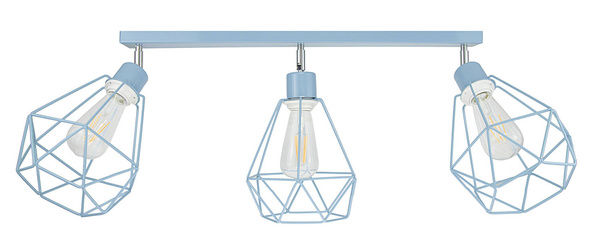 Lampa sufitowa do pokoju dziecka niebieska- nowoczesny druciak w stylu loft Carmen 3xE27