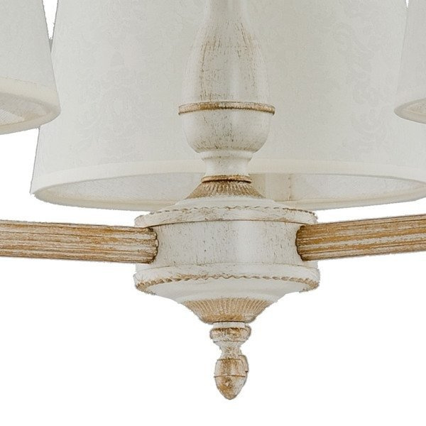 Żyrandol klasyczny z abażurami ROKSANA WHITE śr. 55cm biały antyczny/szary