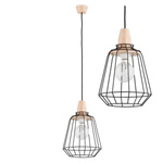 Druciana lampa kratka PEKA czarna/drewno śr. 24cm