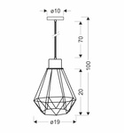 Lampa wisząca czarna + patyna druciany klosz Primo 31-00262