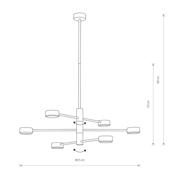 Plafon wewnętrzny do salonu ORBIT VI GX53 8W LED wys. 53-85cm | biały