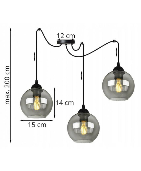Nowoczesna lampa typu pająk szklane klosze kolory do wyboru