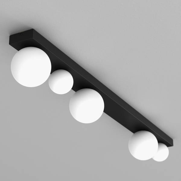 Nowoczesna lampa sufitowa BIBIONE, MLP8393, czarna z białymi kloszami, 5x25W G9