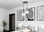 Lampa wisząca czarno-złota mleczne kule 2 źródła światła