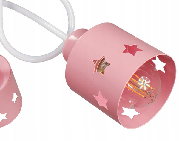 Lampa sufitowa do pokoju dziewczynki biało- różowa Zakręcone Gwiazdki 3xE27 Led
