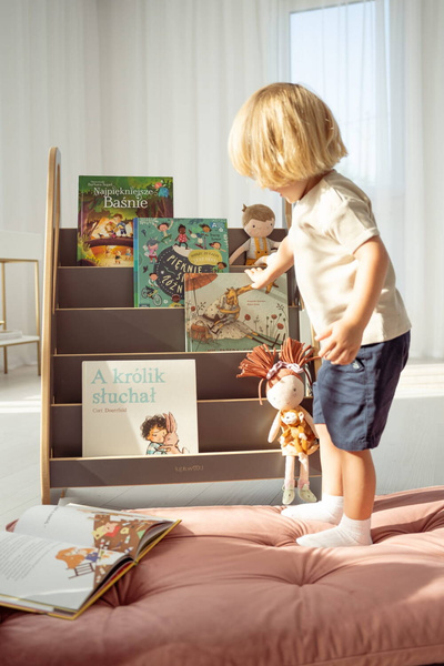 Biblioteczka do pokoju dziecięcego montessori MINI  szara