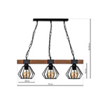 Industrialna lampa wisząca ULF BLACK / WOOD 3xE27 60W MLP6193