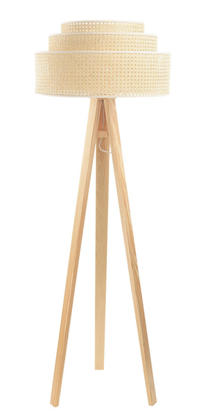 Lampa podłogowa w stylu boho z naturalnego rattanu Rotang