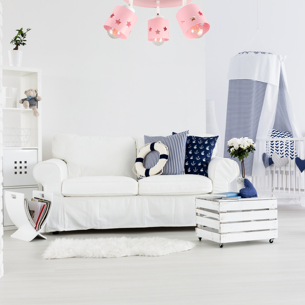 Lampa sufitowa do pokoju dziewczynki różowa w gwiazdki 3xE27
