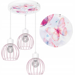 Lampa sufitowa do pokoju dziewczynki Motylki Koszyk 3xE27