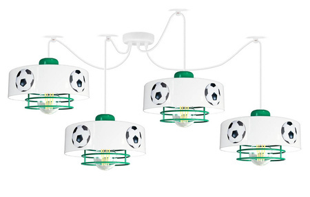 Lampa sufitowa do pokoju chłopca z motywem piłkarskim zielona Mundial SP 4xE27