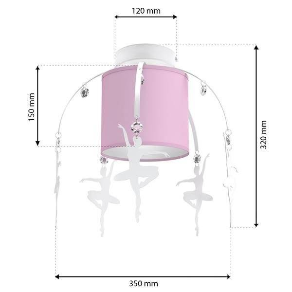 Lampa sufitowa dziecięca z abażurem BALETNICA różowy śr. 35cm