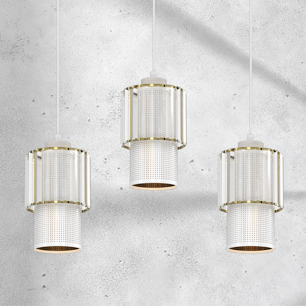 Lampa wisząca BLANCO, MLP8365, biały/transparentny/złoty, 3x60W E27